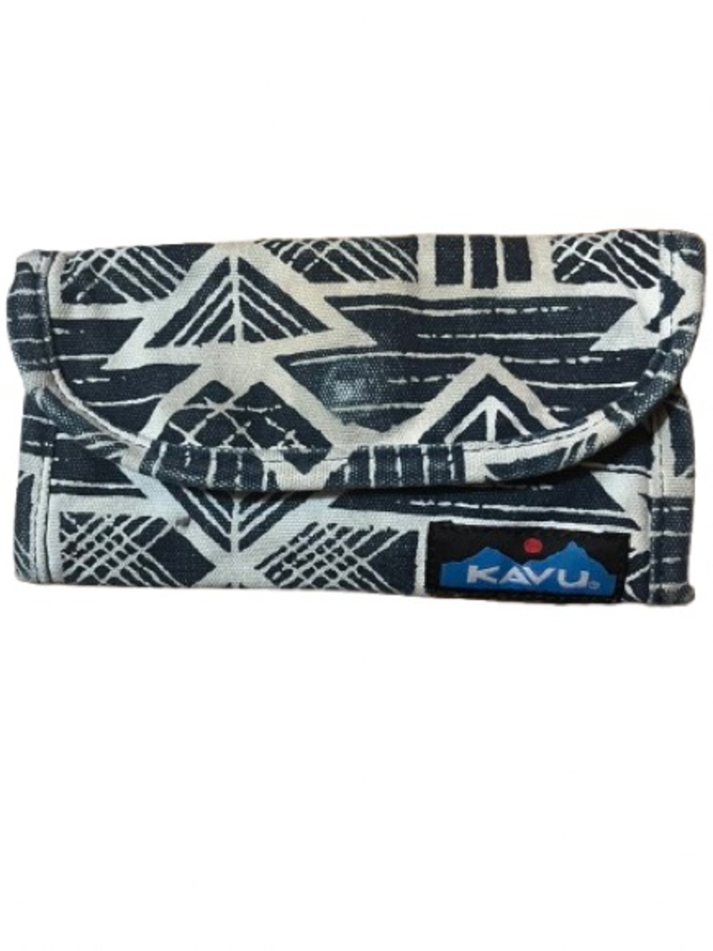 Kavu Fabric Snap Wallet - Navy and White Geometric